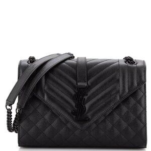 Saint Laurent Classic Monogram Envelope Satchel Mixed Matelasse Leather Large